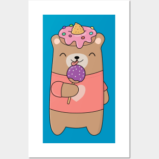 Cute and Kawaii Brown Bear T-Shirt Posters and Art